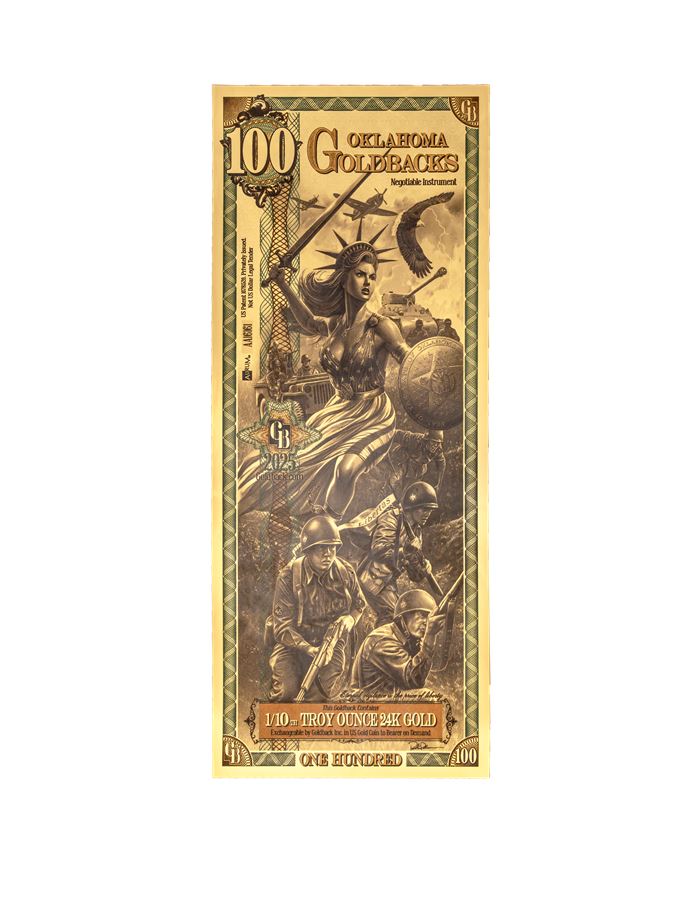 Oklahoma 100 Goldback — front